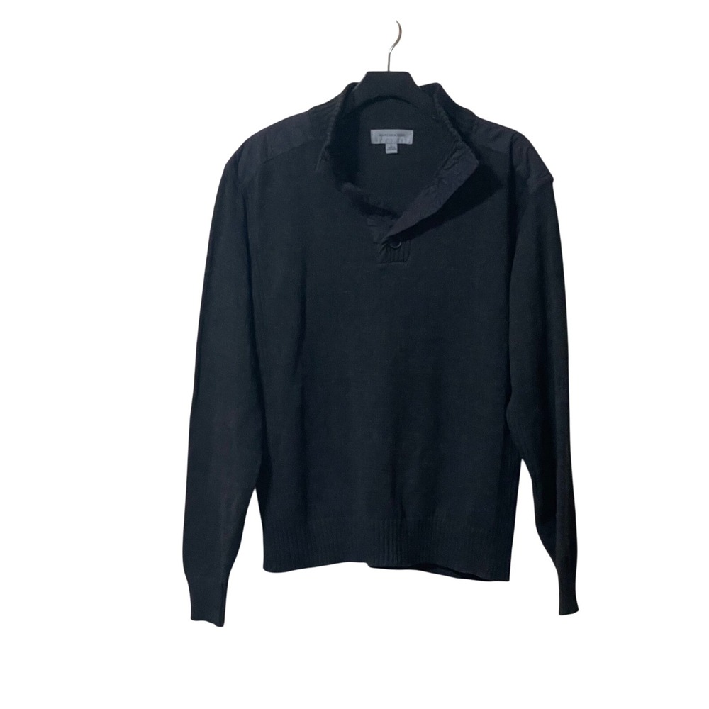 Marc New York Men's Charcoal‎ Button Mock Neck Long Sleeve Sweater L